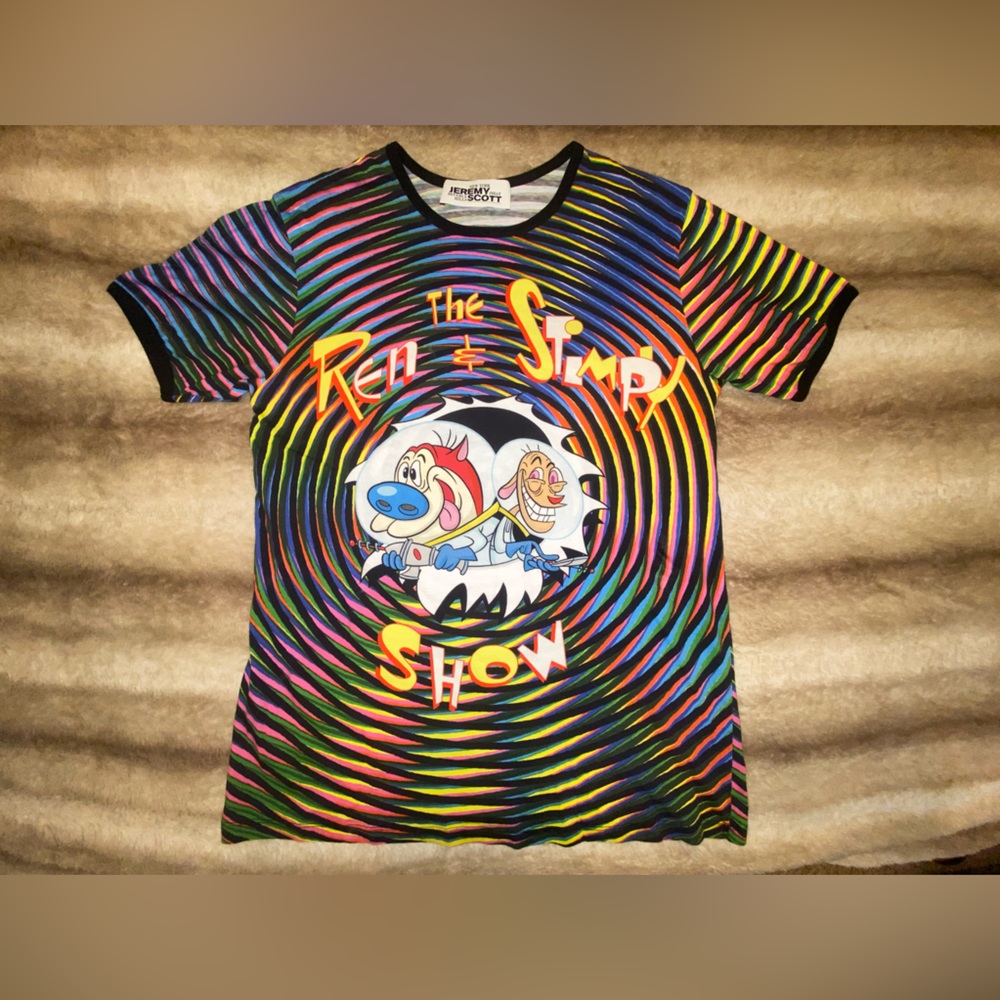 Jeremy Scott Ren & Stimpy graphic cotton shirt unisex men’s large multicolor